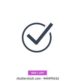 Check mark sign icon. Tick Okay Accept Valid icon button. Check confirm icon. Tick in circle sign. Ok Good Tick check list icon.