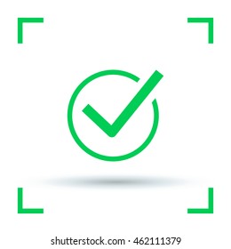 Check mark sign icon. Tick Okay Accept Valid icon button. Check confirm icon. Tick in circle sign. Ok Good Tick check list icon.