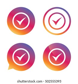 Check mark sign icon. Yes circle symbol.
