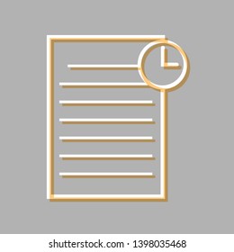 Check mark sign illustration. Emboss effect with light orange icon on gray background.