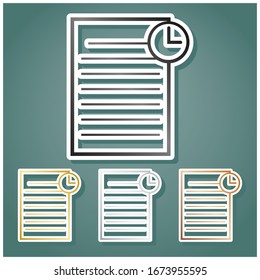 Check mark sign illustration. Set of metallic Icons with gray, gold, silver and bronze gradient with white contour and shadow at viridan background. Illustration.