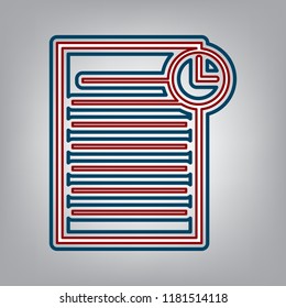Check mark sign illustration. Vector. Dark red, transparent and midnight green stroke of white icon at grayish background.