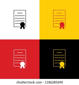 Check mark sign illustration. Vector. Icons of german flag on corresponding colors as background.