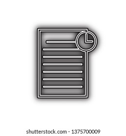 Check mark sign illustration. Vector. Double contour black icon with soft shadow at white background. Isolated.