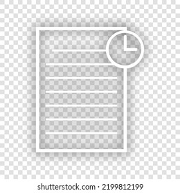 Marcar la ilustración. Icono blanco con sombra gris natural caída en fondo transparente. Ilustración.