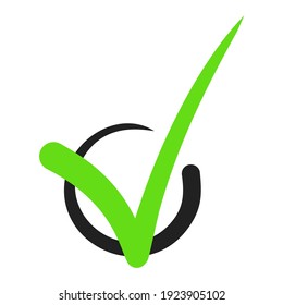 Check mark sign. Sign to indicate consent or inclusion, accounting. Vector illustration.