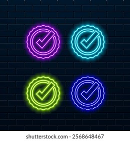 Check mark sign on dark background 3D illustration.