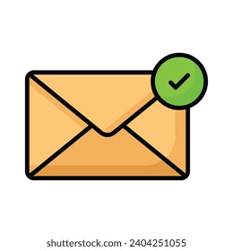 Marcar el signo en el icono de concepto de correo comprobado, listo para usar el vector
