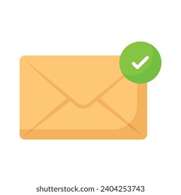 Check mark sign on mail concept icon of checked mail, ready to use vector