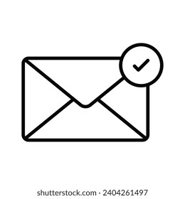 Check mark sign on mail concept icon of checked mail, ready to use vector