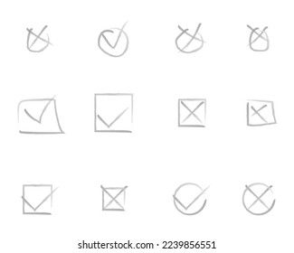 check mark sign x mark collection hand drawn