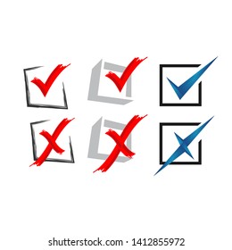 Check mark sign. Yes or No vector. False or True icon in trendy design style