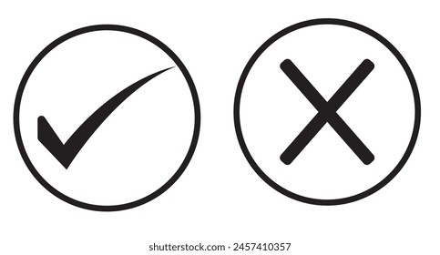 Markieren Sie den Entwurf der Silhouetten-Symbole. 
 Häkchen und Häkchen markieren Vektorgrafik, Symbol. Vektorillustration.