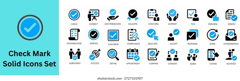 Check mark silhouette vector icon set 
