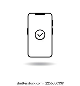 check mark simple icon on smart phone screen
