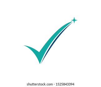 check mark with sparkling star vector logo design template