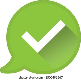 check mark in speech bubble, approval or consent icon or symbol vector illustration