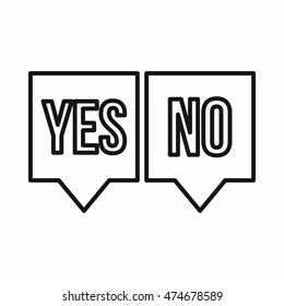 Check mark in speech bubbles icon in outline style on a white background