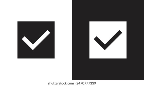 Check mark square  black and white icon vector