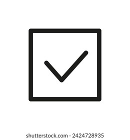 Una marca de verificación en un cuadrado sobre un fondo blanco