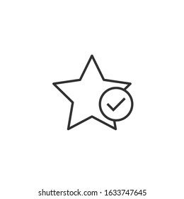 Check mark with star icon in flat style. Add to favorite vector illustration on white isolated background. Bookmark business concept.