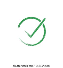 Check mark. Statement. Imitation of a slate pencil. Vector illustration isolated on white background