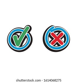 Check mark stickers. Cartoon Vector illustration on white background.