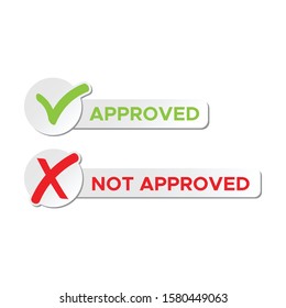 Check mark stickers style brush. approved, not approved, accepted, rejected