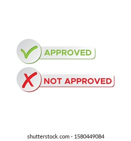 Check mark stickers style brush. approved, not approved, accepted, rejected