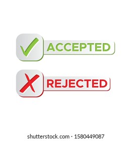 Check mark stickers style brush. approved, not approved, accepted, rejected