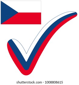 check mark style Czech Republic flag symbol elections, voting and approval, vector concept check mark Israel tick cz, Zeman versus Dragos