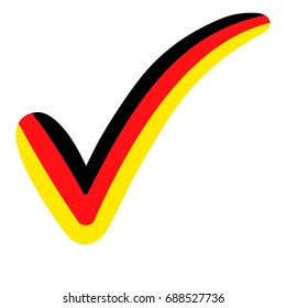 check mark style Germany flag symbol elections, voting and approval, vector concept check mark Germany tick DE