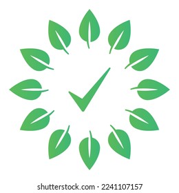 Check Mark Surrounded By Leaves Vectorart