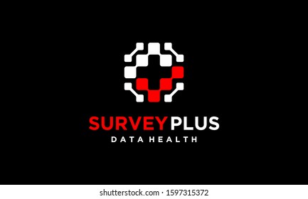 Check Mark Survey Plus Sign Medical Health Negative Space Logo Design Inspiration
