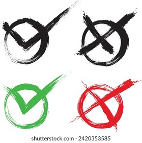 check mark symbol brush icon set