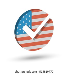 Check mark symbol in the form of American flag