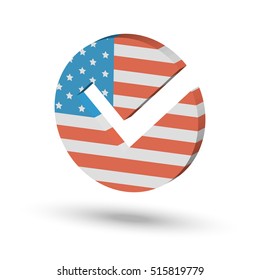 Check mark symbol in the form of American flag