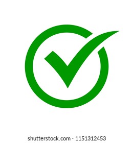 Check mark symbol. Green check mark icon. Check list button icon