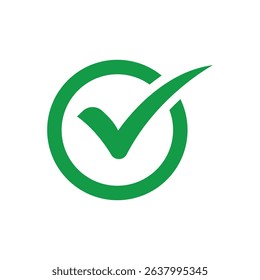 Check mark symbol. Green check mark icon. Check list button icon
