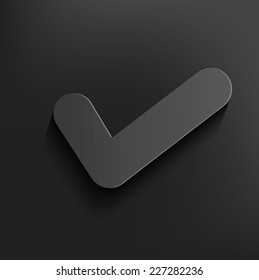 Check mark symbol on black background,clean vector