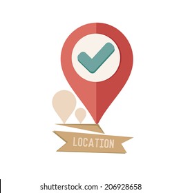 Check mark symbol on white background,Retro colour concept,clean vector 
