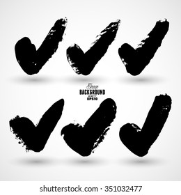 Check mark symbol set, grunge vector