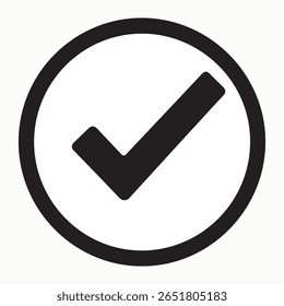 Check Mark Symbol within a Circular Border A Clear Indication of Approval Completion or Positive Affirmation in Graphics and Design.