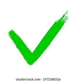 Check mark symbol YES button for vote in check box, web, etc. Dirty grunge hand drawn tick v with brush strokes vector illustration isolated on white background mark graphic design.
