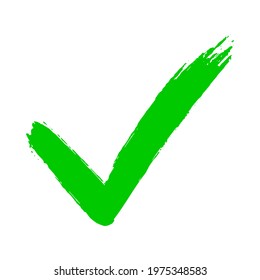 Check mark symbol YES button for vote in check box, web, etc. Dirty grunge hand drawn tick v with brush strokes vector illustration isolated on white background mark graphic design.