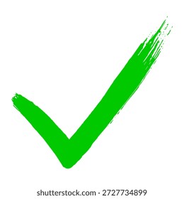 Marque la casilla SÍ Botón para votar en la casilla de verificación, Web, etc. Sucio grunge dibujado a mano tick v con pinceladas Ilustración vectorial aislada sobre fondo blanco marca Diseño gráfico.
