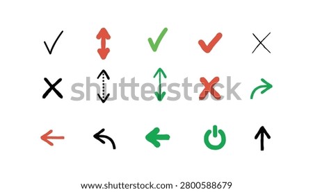 Check Mark Symbols and Arrow checkmark marks arrows vector illustration isolated on white background.