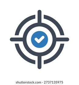 Check mark target icon. Vector and glyph