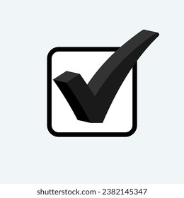 A check mark that looks like it was written in pencil. view 3D