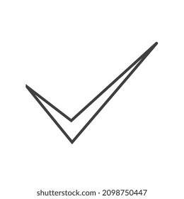 Check mark thin icon on white background
